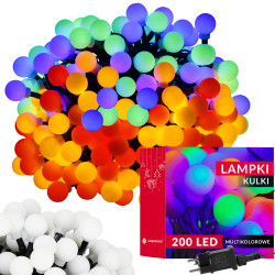 LED svetelná reťaz - 17,5m, 200LED, 8 funkcií, pamäť, IP44, multicolor