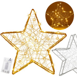 LED Hviezda - 30cm, 30LED, 3xAA, IP20, teplá biela