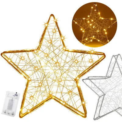 LED Hviezda - 30cm, 30LED, 3xAA, IP20, teplá biela