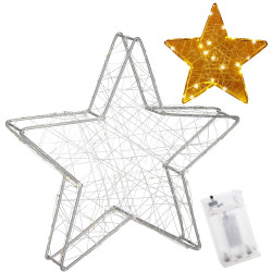 LED Hviezda - 30cm, 30LED, 3xAA, IP20, teplá biela