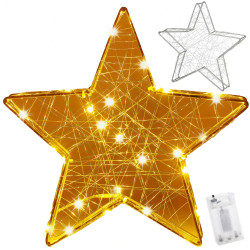 LED Hviezda - 30cm, 30LED, 3xAA, IP20, teplá biela