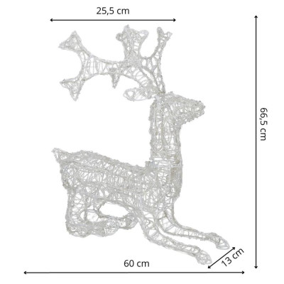 LED Sob ležiaci - 60cm, 130LED, časovač, IP44, studená biela