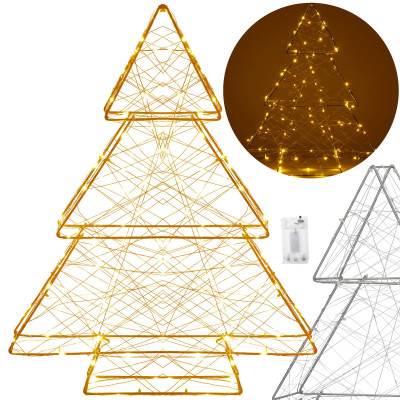 LED Vianočný stromček - 60cm, 100LED, 3xAA, IP20, teplá biela