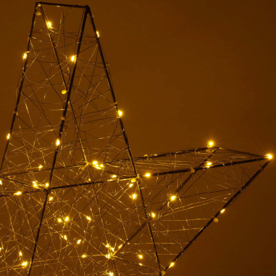 LED Hviezda - 55cm, 100LED, 3xAA, IP20, teplá biela