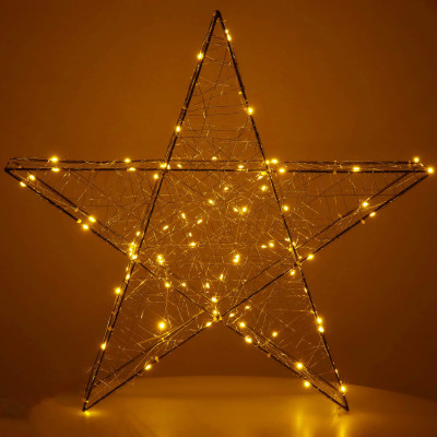 LED Hviezda - 55cm, 100LED, 3xAA, IP20, teplá biela