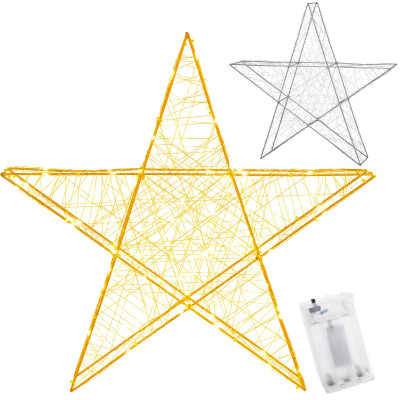 LED Hviezda - 55cm, 100LED, 3xAA, IP20, teplá biela