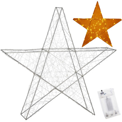 LED Hviezda - 55cm, 100LED, 3xAA, IP20, teplá biela