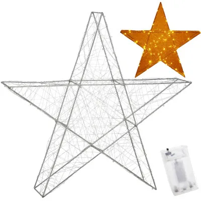 LED Hviezda - 55cm, 100LED, 3xAA, IP20, teplá biela