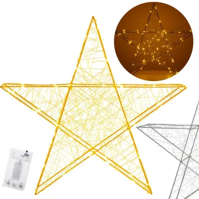 LED Hviezda - 55cm, 100LED, 3xAA, IP20, teplá biela