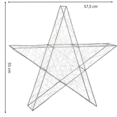 LED Hviezda - 55cm, 100LED, 3xAA, IP20, teplá biela