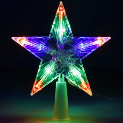 LED Hviezda na vianočný stromček - 17,5 cm, 10 LED, 3xAA, IP20, multicolor