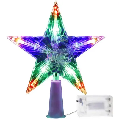 LED Hviezda na vianočný stromček - 17,5 cm, 10 LED, 3xAA, IP20, multicolor