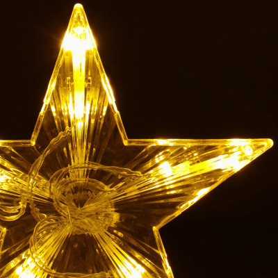 LED Hviezda na vianočný stromček - 17,5cm, 10LED, 3xAA, IP20, teplá biela