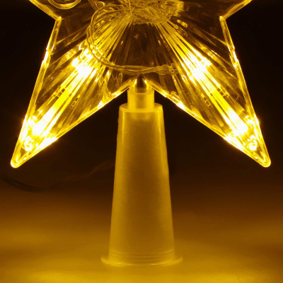 LED Hviezda na vianočný stromček - 17,5cm, 10LED, 3xAA, IP20, teplá biela