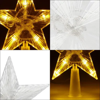 LED Hviezda na vianočný stromček - 17,5cm, 10LED, 3xAA, IP20, teplá biela