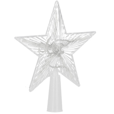 LED Hviezda na vianočný stromček - 17,5cm, 10LED, 3xAA, IP20, teplá biela