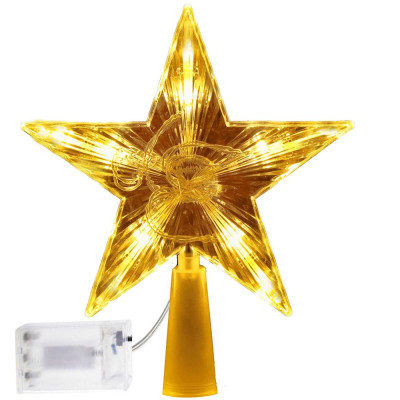 LED Hviezda na vianočný stromček - 17,5cm, 10LED, 3xAA, IP20, teplá biela