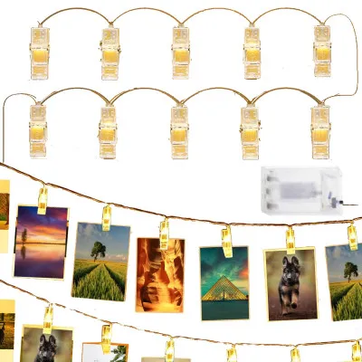 LED reťaz Klipy - 1m, 10LED, 3xAA, IP20, teplá biela