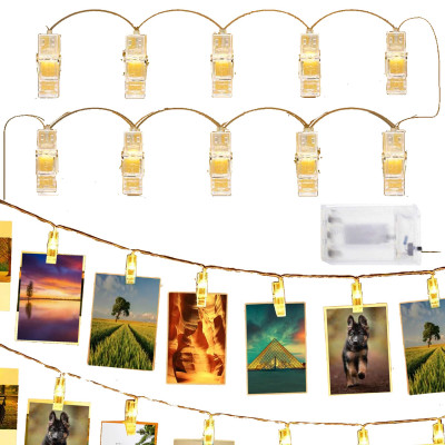 LED reťaz Klipy - 1m, 10LED, 3xAA, IP20, teplá biela