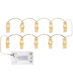 LED reťaz Klipy - 1m, 10LED, 3xAA, IP20, teplá biela