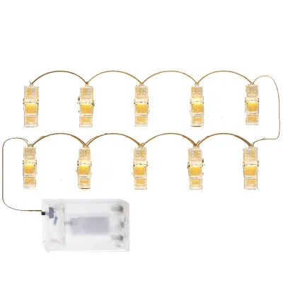 LED reťaz Klipy - 1m, 10LED, 3xAA, IP20, teplá biela