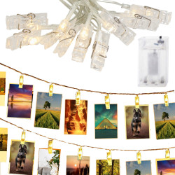 LED reťaz Klipy - 1m, 10LED, 3xAA, IP20, teplá biela