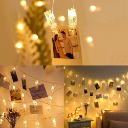 LED reťaz Klipy - 1m, 10LED, 3xAA, IP20, teplá biela