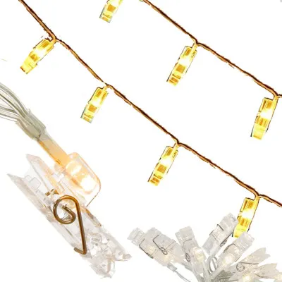 LED reťaz Klipy - 2,5m, 20LED, 3xAA, IP20, teplá biela