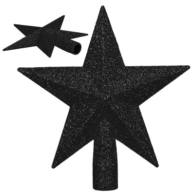 Hviezda na stromček 15cm trblietavá čierna, vianočná ozdoba