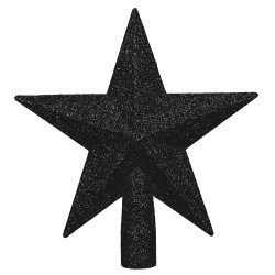 Hviezda na stromček 15cm trblietavá čierna, vianočná ozdoba