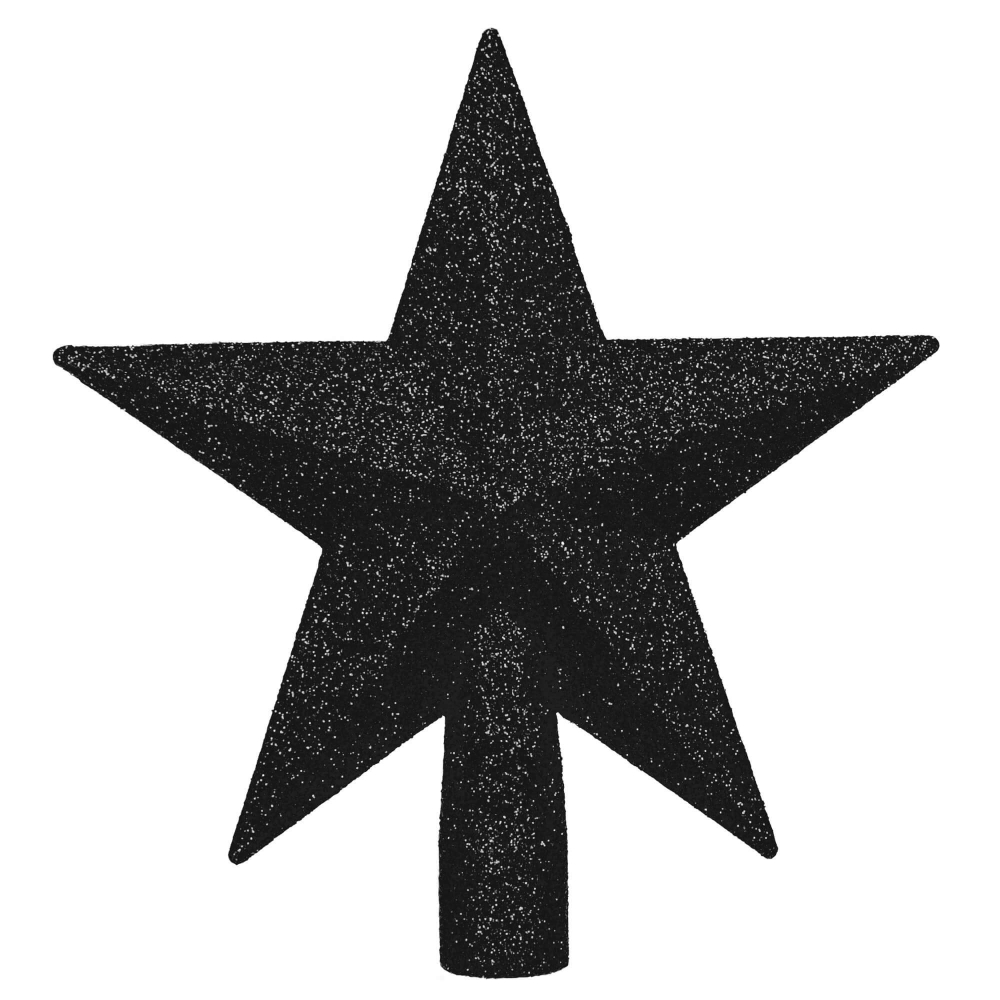 Hviezda na stromček 15cm trblietavá čierna, vianočná ozdoba
