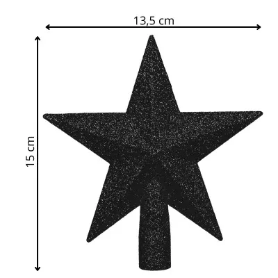 Hviezda na stromček 15cm trblietavá čierna, vianočná ozdoba