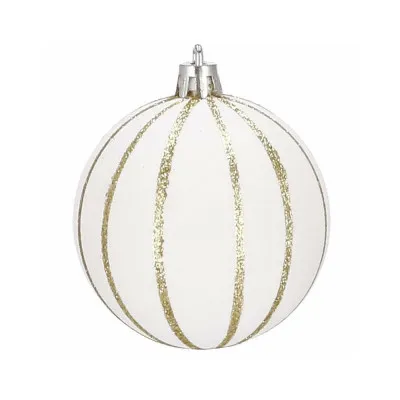 Vianočné banky bielo-zlaté mix - 7cm, sada 30ks