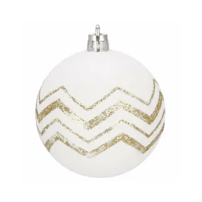 Vianočné banky bielo-zlaté mix - 7cm, sada 30ks