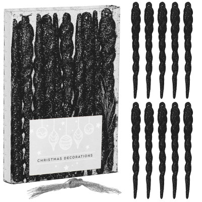 Cencúle 12,5cm čierne sada 10ks, vianočné ozdoby