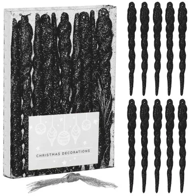 Cencúle 12,5cm čierne sada 10ks, vianočné ozdoby