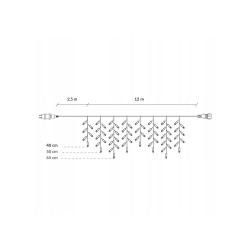LED kvaple - 14,5m, 300LED, IP44, modrá + záblesky