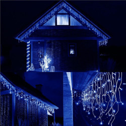 LED kvaple - 14,5m, 300LED, IP44, modrá + záblesky