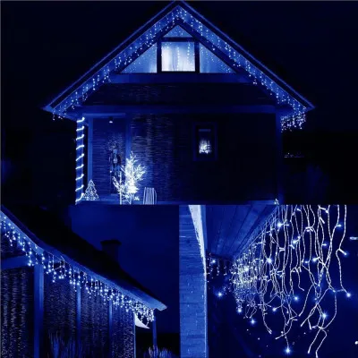 LED kvaple - 22,5m, 500LED, IP44, modrá + záblesky