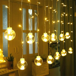 LED svetelný záves banky - 2,5x1m, 108LED, 8 funkcií, IP20, teplá biela