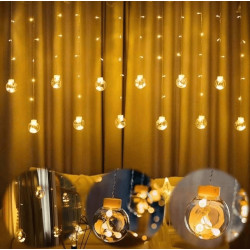 LED svetelný záves banky - 2,5x1m, 108LED, 8 funkcií, IP20, teplá biela