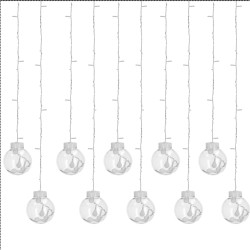 LED svetelný záves banky - 2,5x1m, 108LED, 8 funkcií, IP20, teplá biela