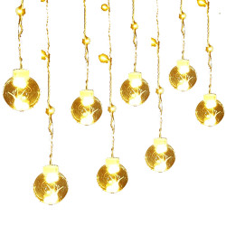 LED svetelný záves banky - 2,5x1m, 108LED, 8 funkcií, IP20, teplá biela