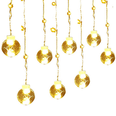 LED svetelný záves banky - 2,5x1m, 108LED, 8 funkcií, IP20, teplá biela