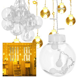 LED svetelný záves banky - 2,5x1m, 108LED, 8 funkcií, IP20, teplá biela