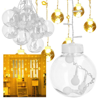 LED svetelný záves banky - 2,5x1m, 108LED, 8 funkcií, IP20, teplá biela