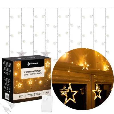 LED svetelný záves Hviezdy - 2,5x0,7m, 138LED, 8 funkcií, IP20, teplá biela