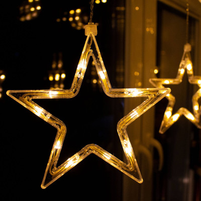 LED svetelný záves Hviezdy - 2,5x0,7m, 138LED, 8 funkcií, IP20, teplá biela