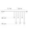 LED svetelný záves Hviezdy - 2,5x0,7m, 138LED, 8 funkcií, IP20, teplá biela