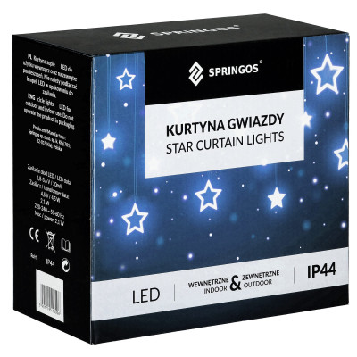 LED svetelný záves Hviezdy - 2,5x0,7m, 138LED, 8 funkcií, IP20, studená biela